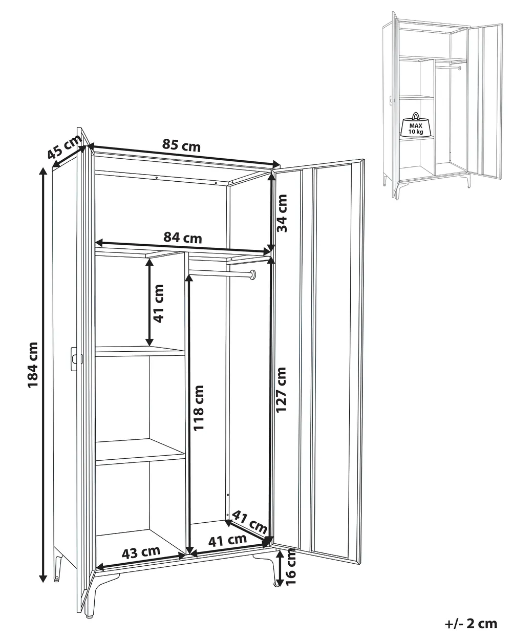 Kleiderschrank ARDURA Beige Metall_1077618