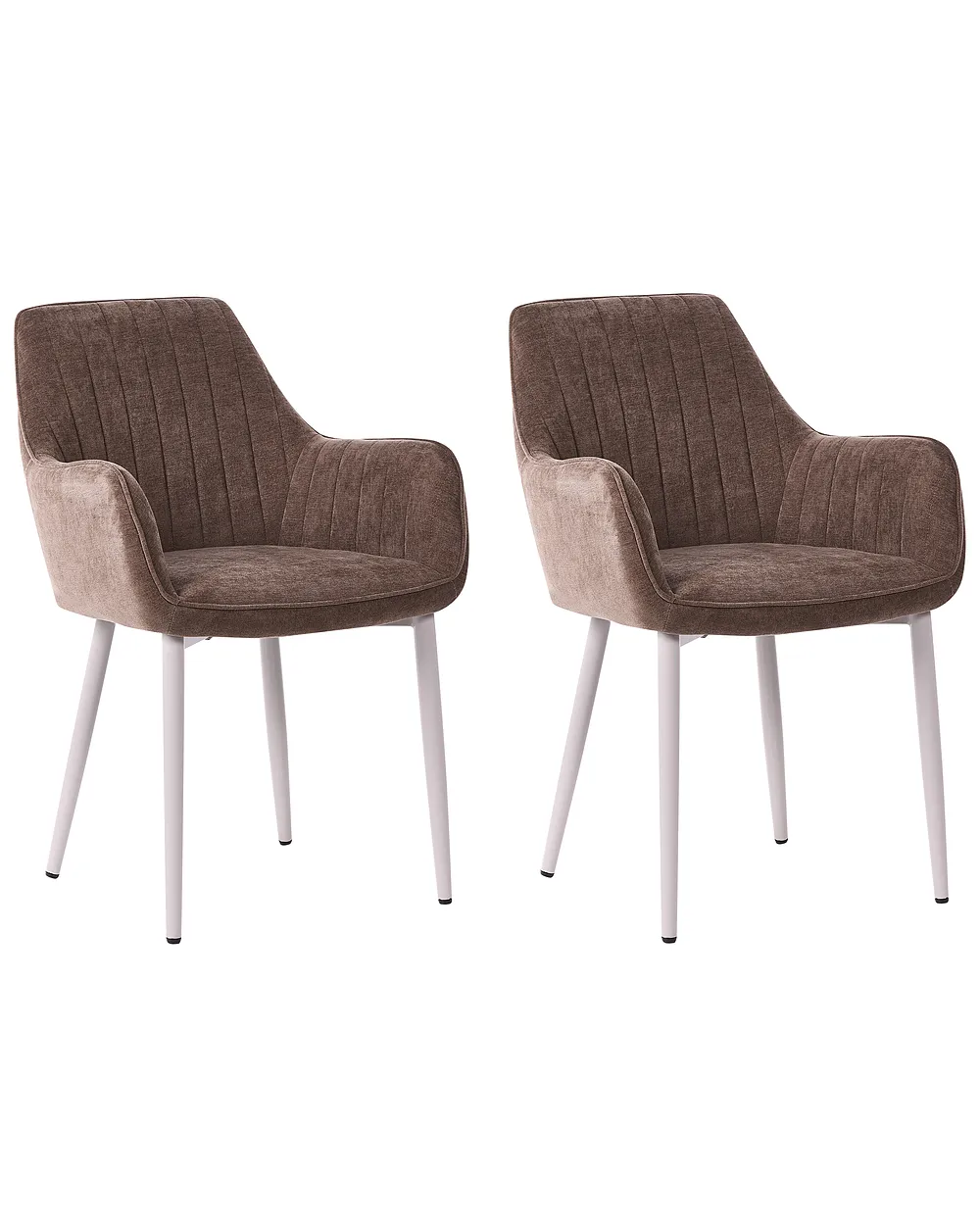 Set of 2 Dining Chairs WELLSTON Fabric Brown