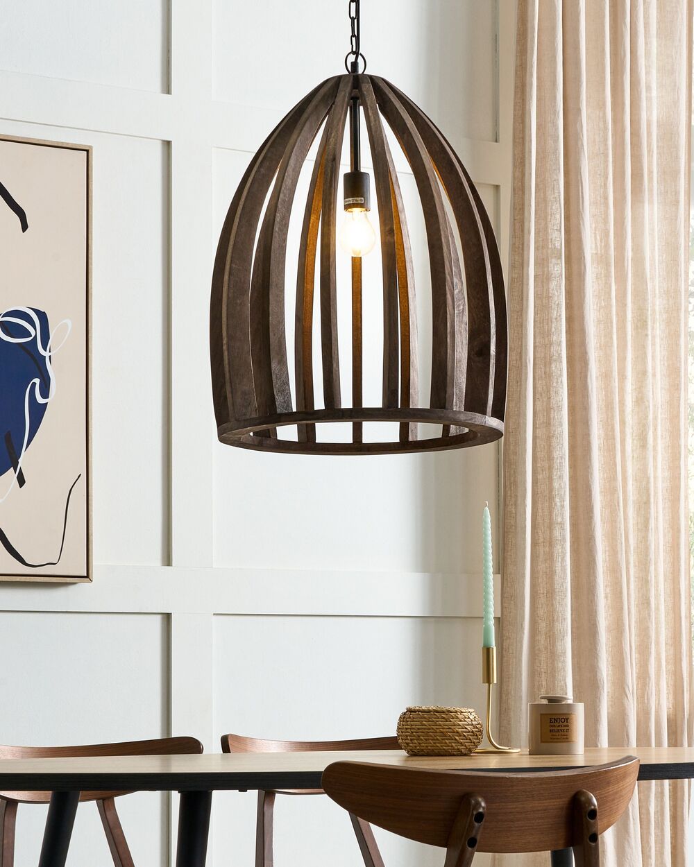 Pendant Lamp MANAIR Mango Wood Dark Brown