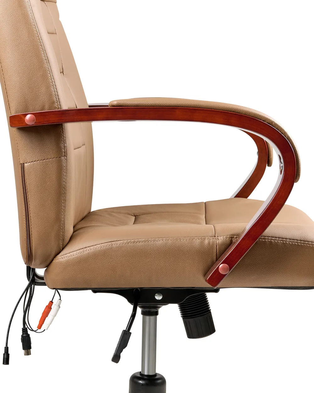 Massagestuhl DIAMOND mit Heizung Echtleder Hellbraun_1016777
