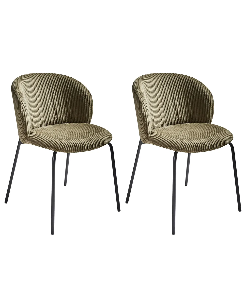 Set of 2 Dining Chairs MILES Corduroy Olive Green_1022388