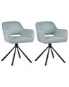 Esszimmerstuhl 2er Set drehbar LOURES Stoff Hellblau