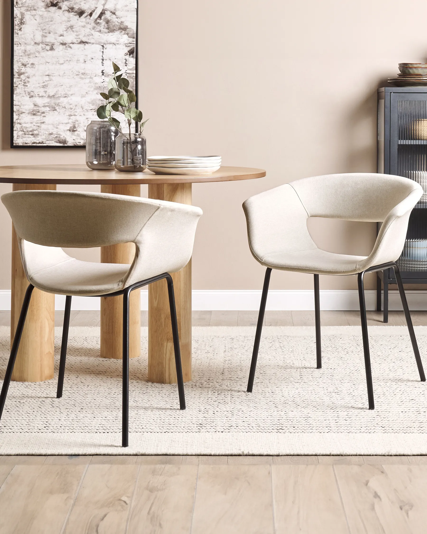 Set of 2 Dining Chairs ELMA Fabric Light Beige_884608