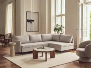 Eckschlafsofa 3-Sitzer KOGE mit Stauraum Stoff Beige linksseitig_1087745
