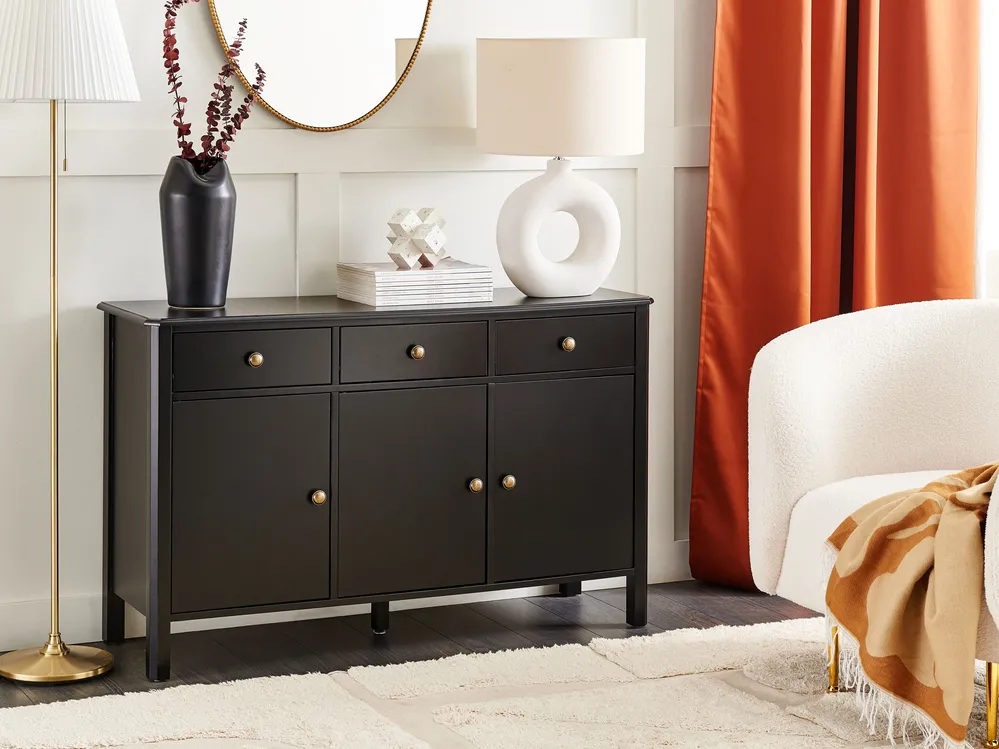 Sideboard mit 3 Türen OLATE Schwarz