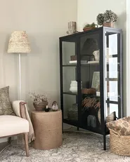 Vitrine mit Glastüren NASH 90 cm Metall Schwarz_913520