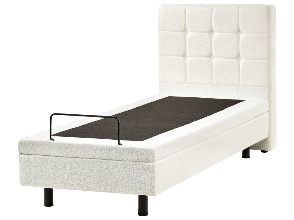 Bett verstellbar Bouclé DUKE 80 x 200 cm Cremeweiß_1011389