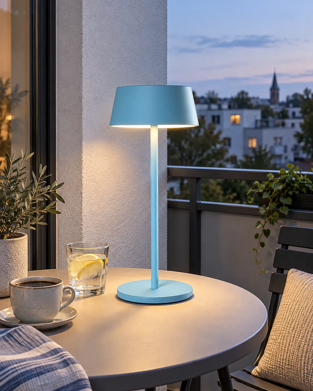 Kabellose LED Tischlampe GUDER mit Dimmer Metall Blau_1175206