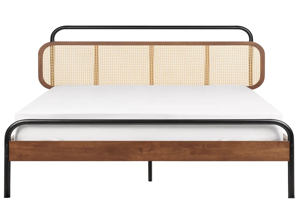 Bett mit Lattenrost Rattan BOUSSICOURT 180 x 200 cm Dunkelbraun_931143