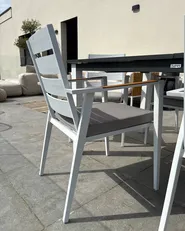 Set mit 6 Stühlen und Sitzkissen TAVIANO Metall Grau_1017069
