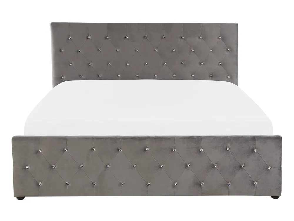 Bett mit Stauraum AMIENS Samtstoff Grau 140 x 200 cm_791231