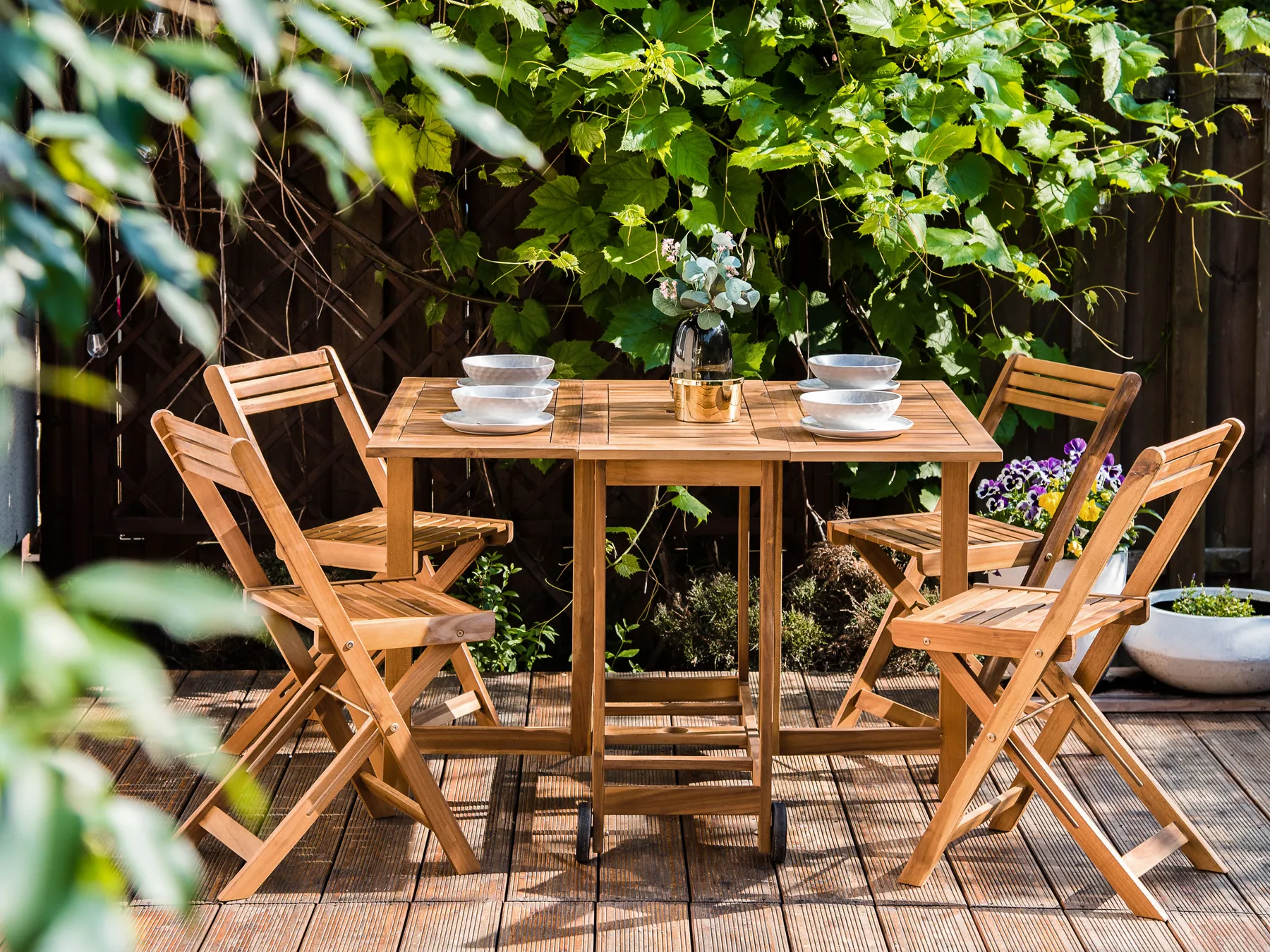 Gartenmöbel Set 4-Sitzer FRASSINE Akazienholz Braun_922524