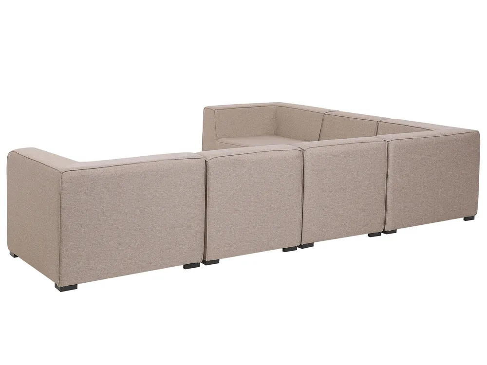 Garden Corner Sofa with Ottoman 7 Seater AREZZO Modular Beige Right Hand_825154