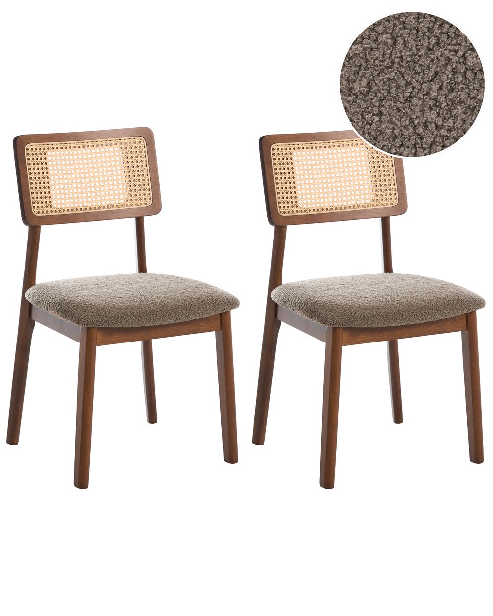 Esszimmerstuhl 2er Set EMBAR Holz Braun / Taupe