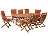 Gartenmöbel Set 8-Sitzer MAUI inkl. Kissen Akazienholz Dunkelrot