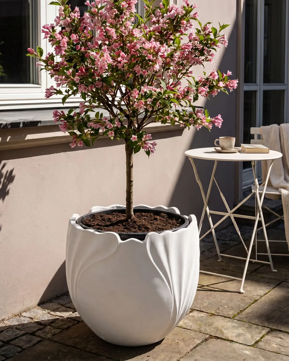 Blumenkübel ARPONE 44 cm Cremeweiß