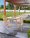 Gartenstuhl 4er Set PLOSE Weiß / Beige