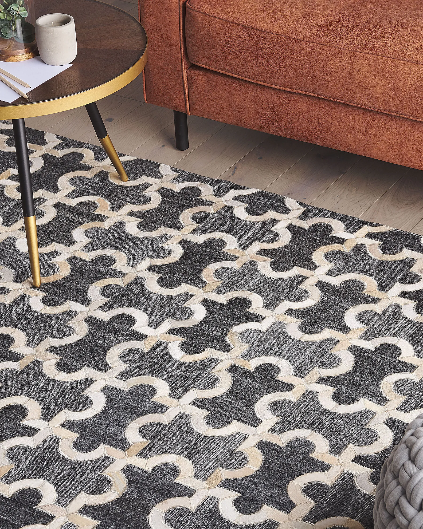 Rug YEDISU Dark Grey 140 x 200 cm Leather_780624