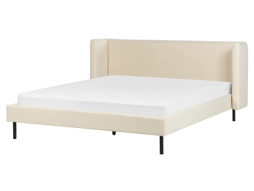 Bett mit Lattenrost Samtstoff ARETTE 160 x 200 cm Hellbeige