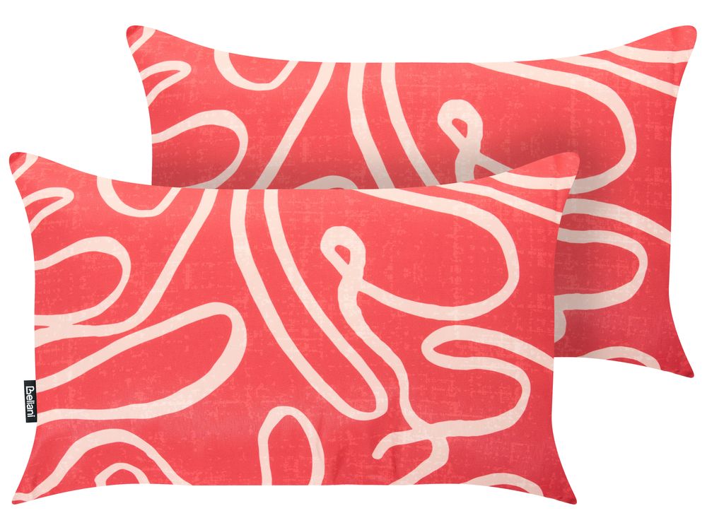 Gartenkissen 2er Set KERRIA Abstraktes Muster 30 x 50 cm Rot