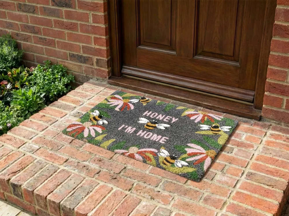 Coir Doormat Bee Pattern 45 x 75 cm Multicolour INIGOK