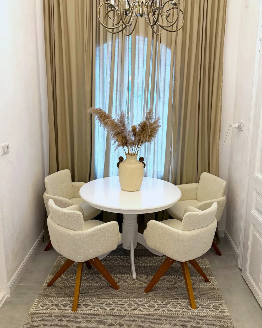 Set of 2 Dining Chairs Swivel EVELYN Boucle Off-White_1068154