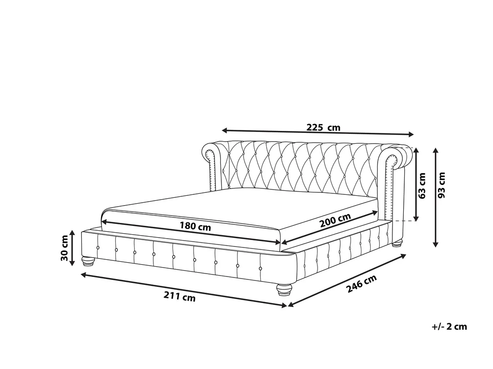 Bett mit Lattenrost Samtstoff CAVAILLON 180 x 200 cm Hellgrau_791646