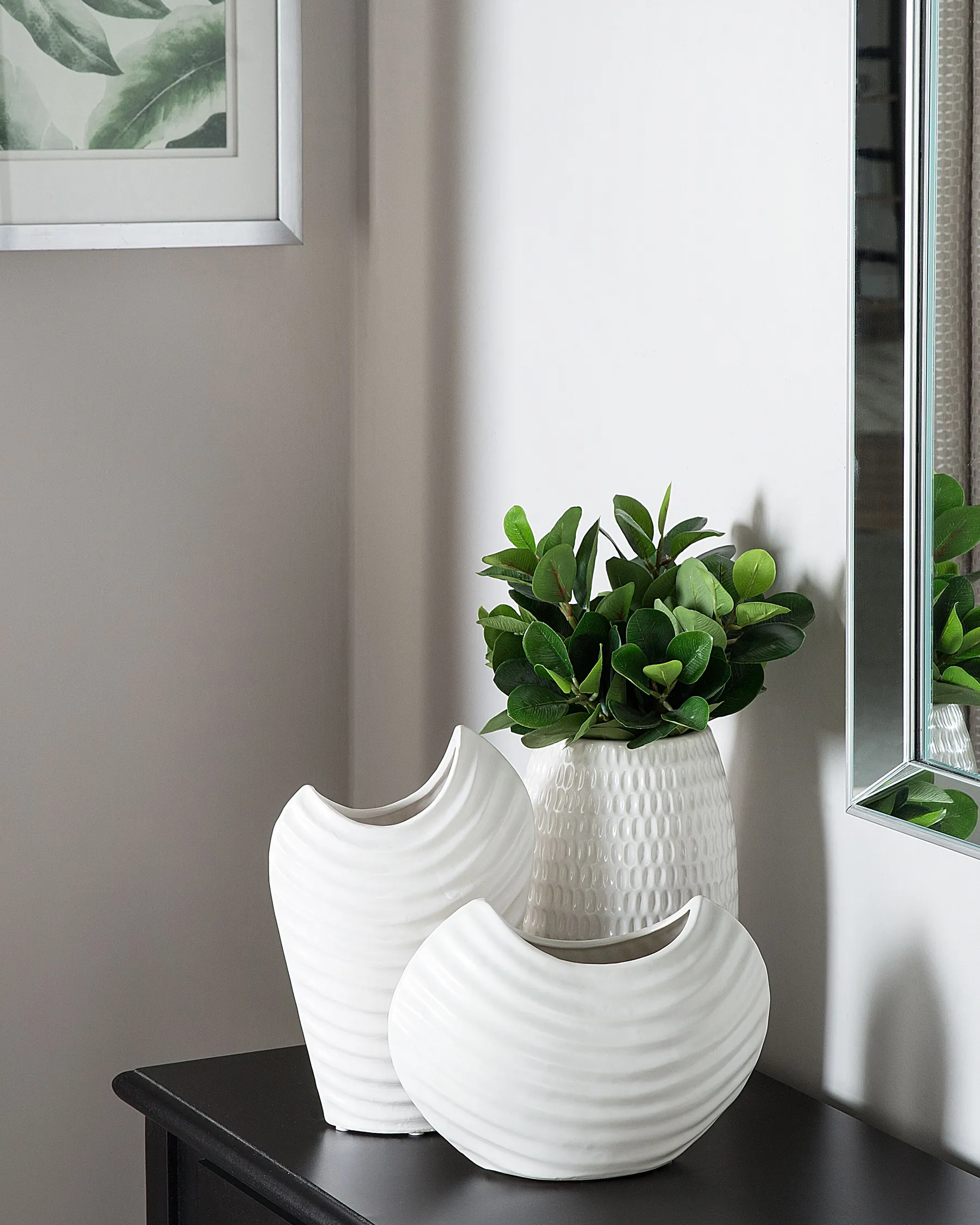 Decorative Vase LINZI 25 cm Stoneware White_733855