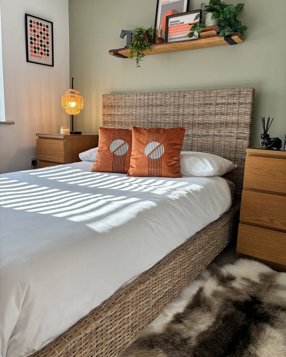 Bett mit Lattenrost Rattan SALBRIS 140 x 200 cm Naturfarben_1012637