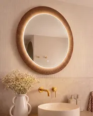 LED-Badezimmer-Spiegel BESBE 80 cm 80 cm Braun_1093691