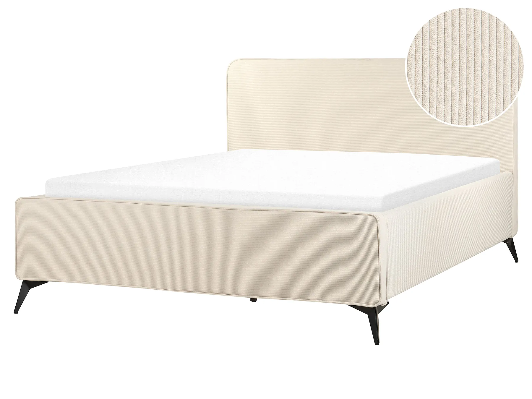 Bed Corduroy VALOGNES 160 x 200 cm (EU King Size) Light Beige_876561