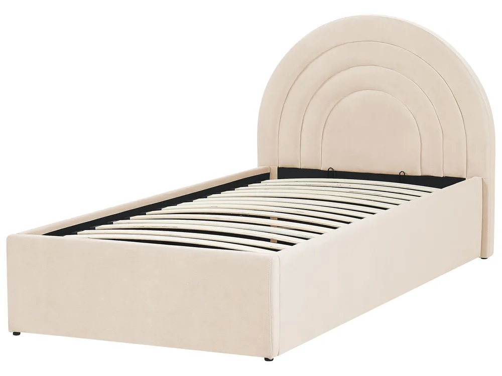 Kinderbett mit Stauraum ANET Samtstoff Beige 90 x 200 cm_876949
