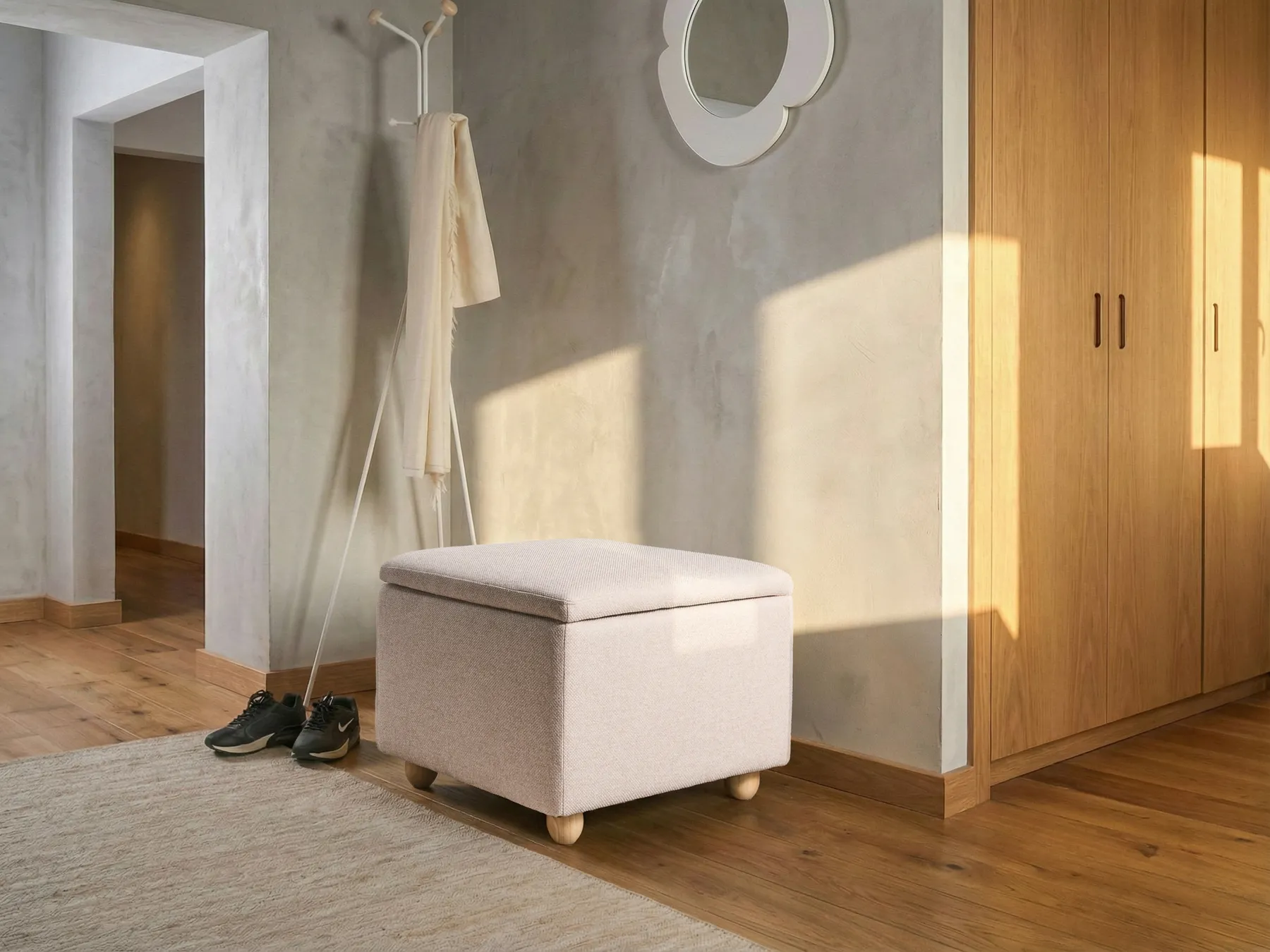 Pouf mit Stauraum FERNDALE Stoff Beige_1056209