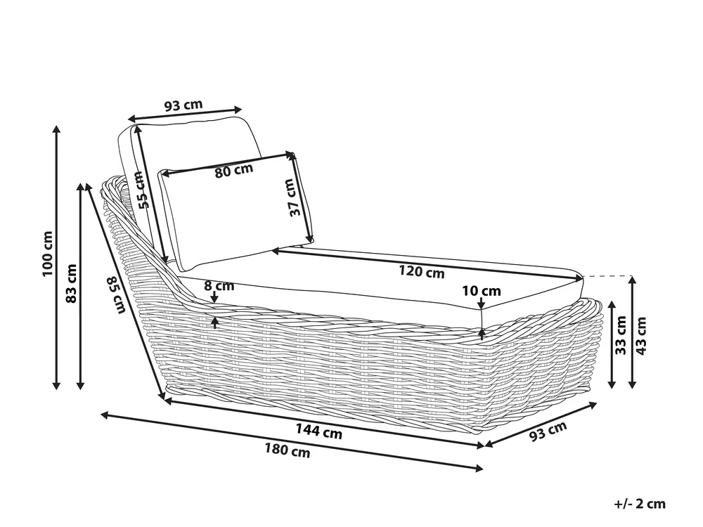 Sonnenliege mit Kissen BELSITO Rattan Naturfarben_928044