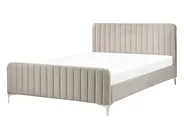 Bett mit Lattenrost Samtstoff LUNAN 140 x 200 cm Taupe_803451