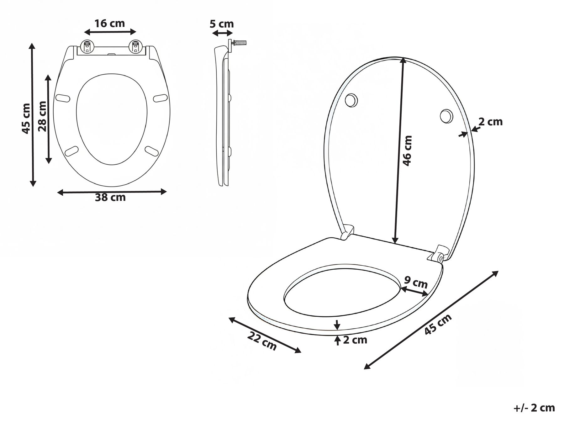 WC-Sitz PUTUMAYO  schmal Soft-Close-Funktion Duroplast Schwarz_1016546