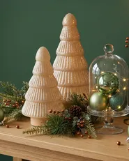 Dekofiguren 2er Set FLAREN 20/25 cm Weihnachtsbaum Beige_1133230