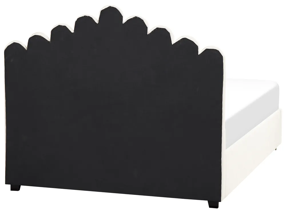 Krevet s prostorom za pohranu VINCENNES Samet Krem bijela 140 x 200 cm_837359