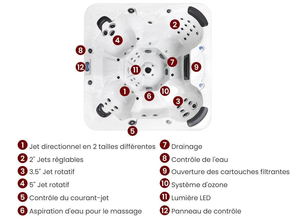Spa d'extérieur avec LED VILLARRICA Blanc_968311