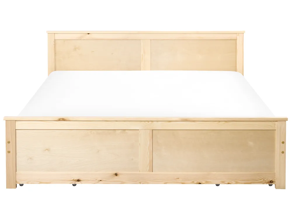 Bett mit 4 Schubladen DAUPHIN Kiefernholz Hellbraun 160 x 200 cm_1059858
