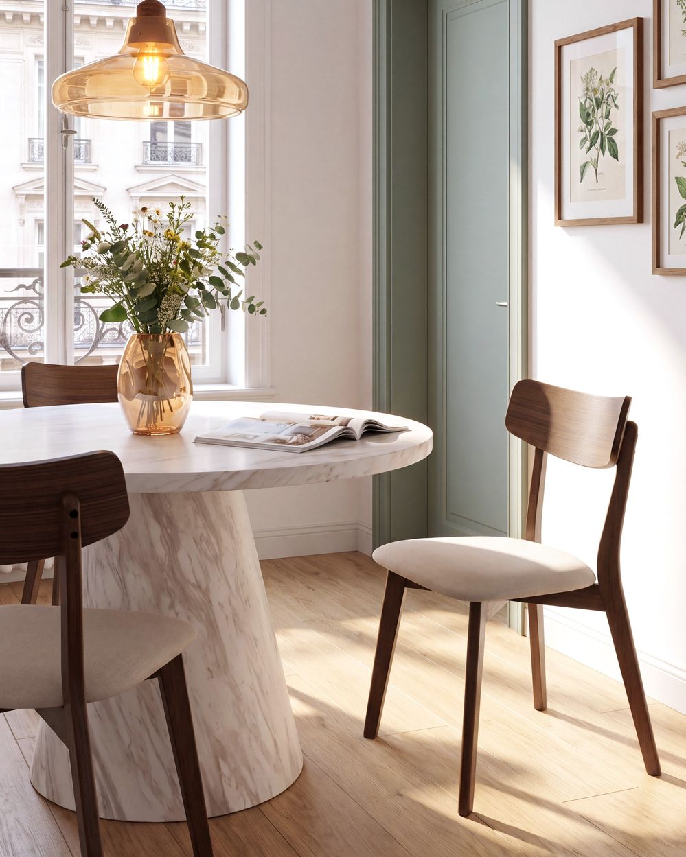 Set of 2 Dining Chairs HOLLY Wood Dark Brown/ Off-White