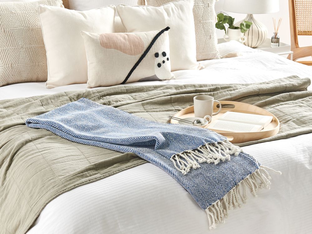 Blanket TILMI Cotton 130 x 160 cm Blue