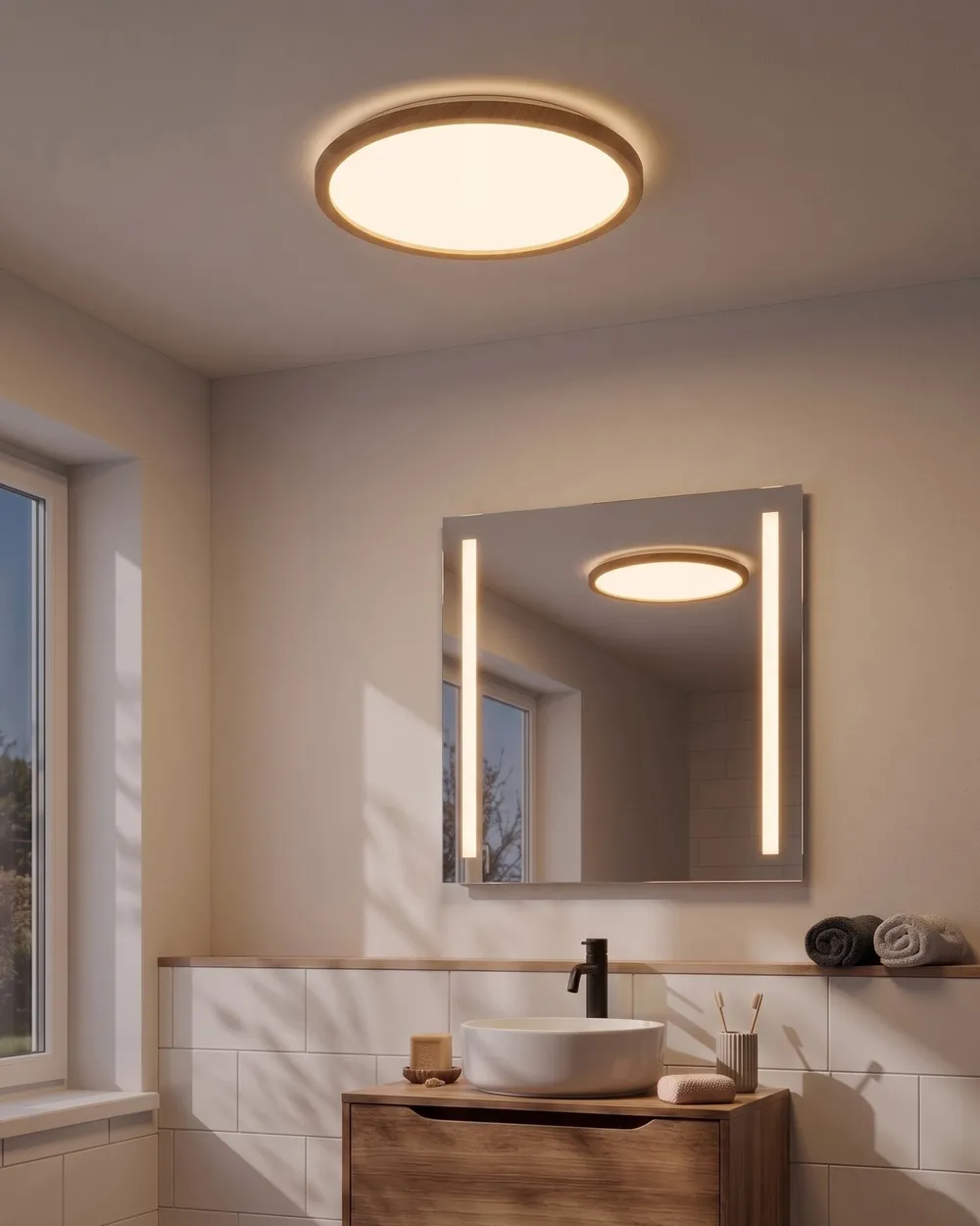 LED Deckenlampe VELORA mit Fernbedienung mit Dimmer Hellbraun
