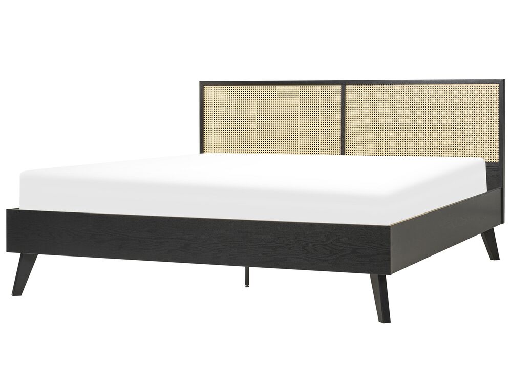 Bed Rattan MONPAZIER 180 x 200 cm (EU Super King) Black