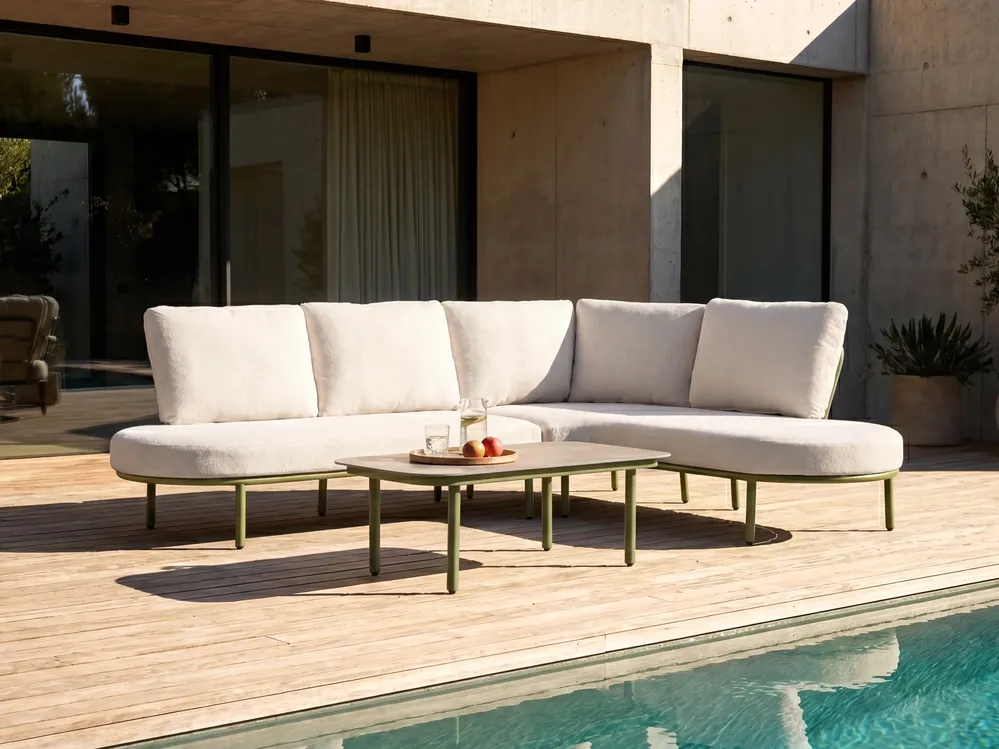Gartensofa mit Tisch 4-Sitzer POLLINA Metall Grün