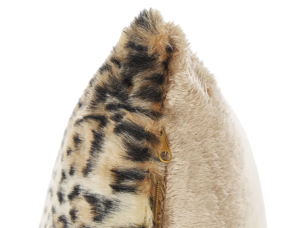 Dekokissen 2er Set FOXTAIL 45 x 45 cm Webpelz Braun Tiermuster_822141