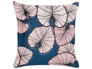 Set of 2 Decorative Cushions CHRYSANTHEMUM 45 x 45 cm Velvet Dark Blue Plant Pattern_837796