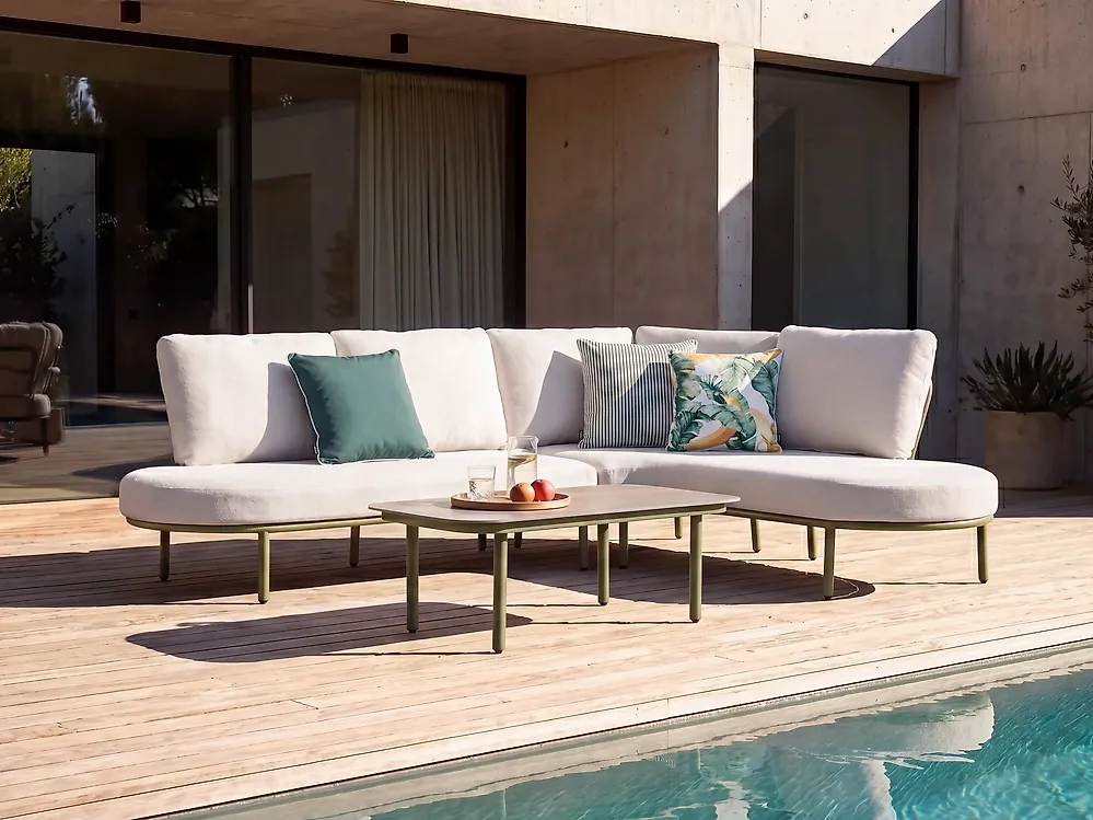 Set of 3 Outdoor Cushions GAILLARDIA Plant Pattern 45 x 45 cm Green_1182337