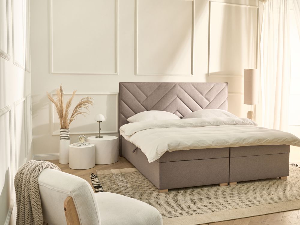Kontinentalni krevet s prostorom za pohranu ESQUIRE Sivo-bež 180 x 200 cm