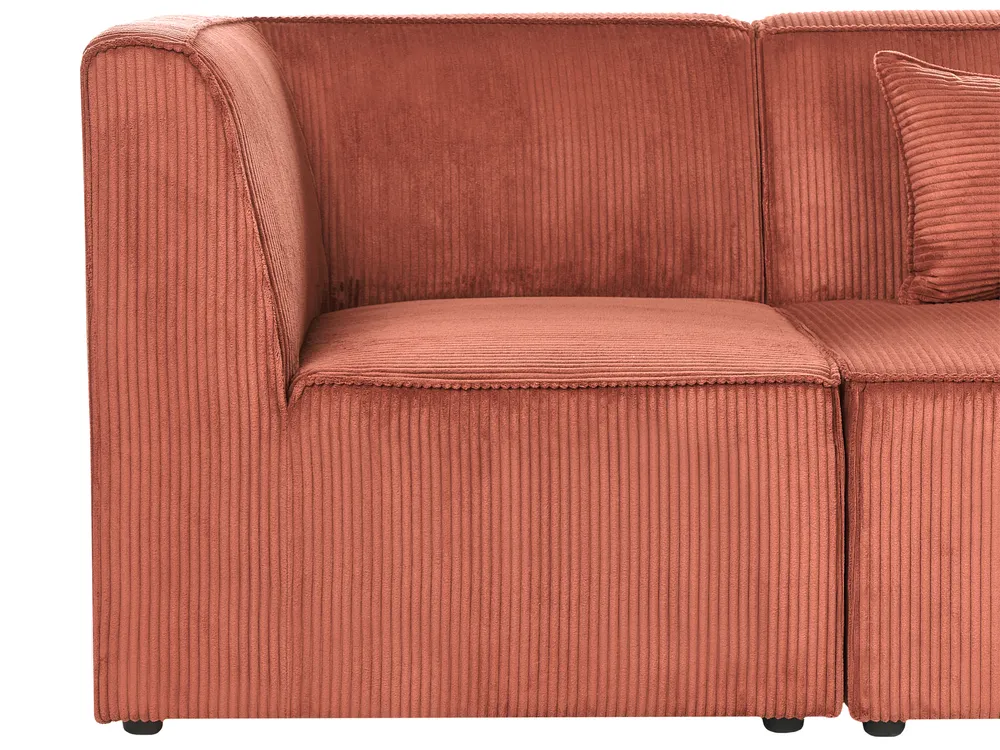Modul Ecksofa 4-Sitzer LEMVIG mit Ottomane Cord Goldbraun rechtsseitig_1055052